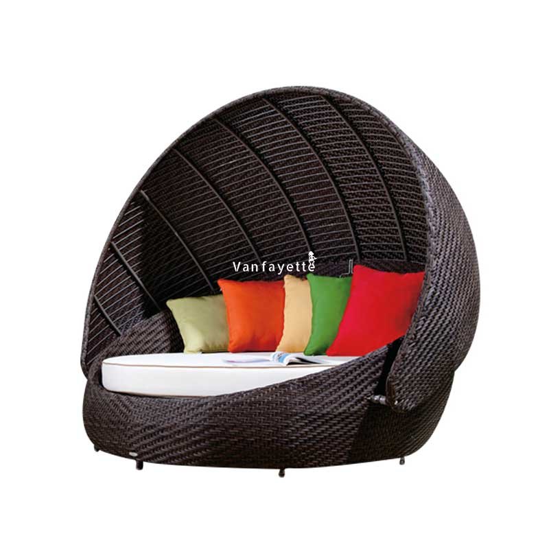 Sun Bed Rattan Pool Furniture Wholesale Beach Cabana Bed Big Sunbed Round Sofa Bed