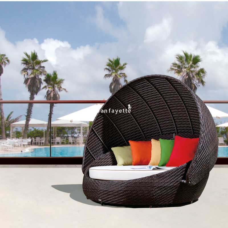 Sun Bed Rattan Pool Furniture Wholesale Beach Cabana Bed Big Sunbed Round Sofa Bed