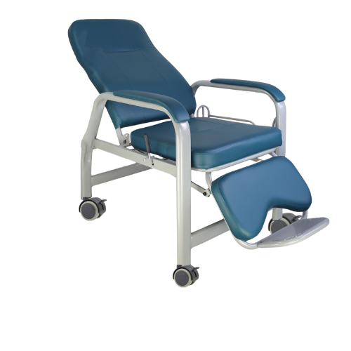 Hospital reliner chair with wheels and armrest