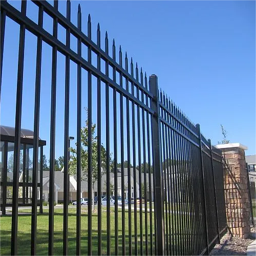 Black power coated wrought iron fence welded square tube steel picket fence beautiful ornamental steel picket fence for outdoor