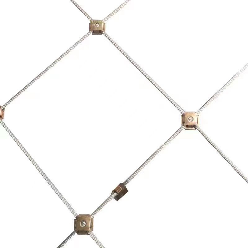 metal brass iron round mesh grommet ring eyelet galvanized chain link fence wire mesh knotted rope mesh