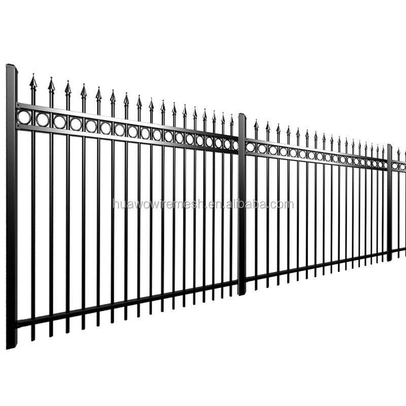 Easily Assembled Customized Durable Welded Metal Wrought Iron Zinc Steel Tubular Rail Security Fence Driveway Gates for Home