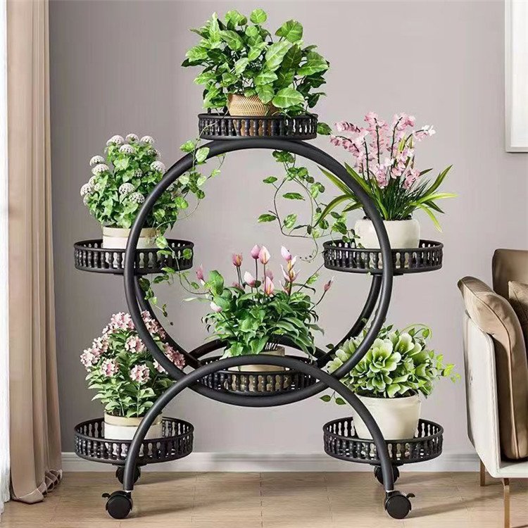 Removable Living Room 4 6 Pots Metal Flower Stand Rack Indoor Golden White Black Flower Stand