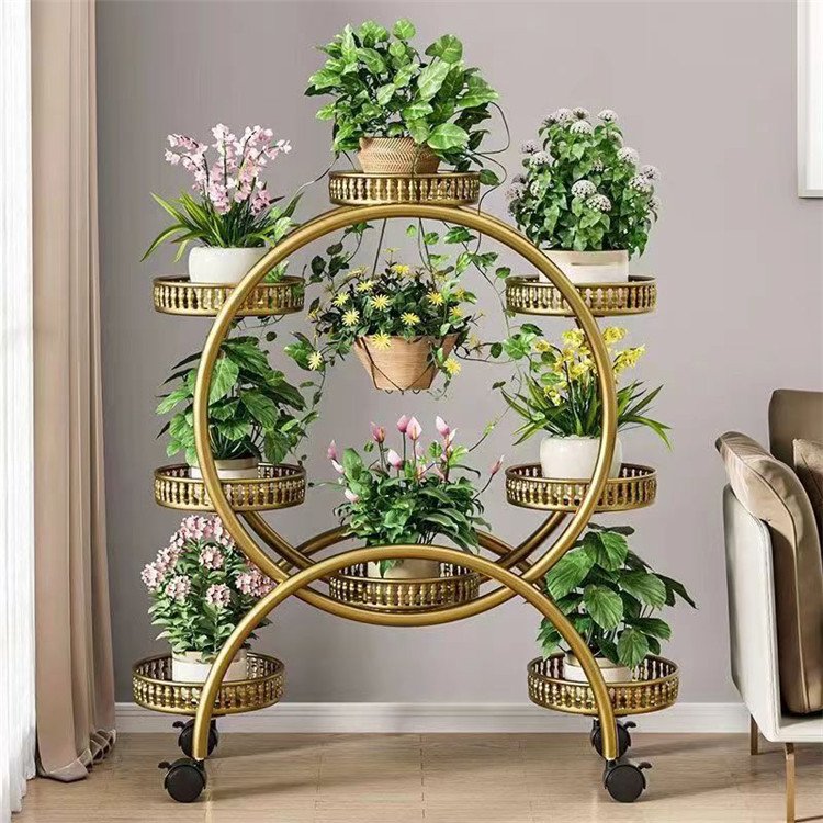 Removable Living Room 4 6 Pots Metal Flower Stand Rack Indoor Golden White Black Flower Stand