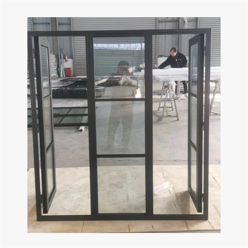 Hot selling customized designs reeded glass metal frame interior door swing iron and glass door