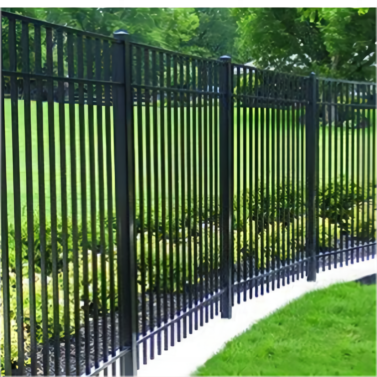 Heavy duty steel fence panels black powder coated welded steel fence beautiful square tube ornamental steel fence for sale