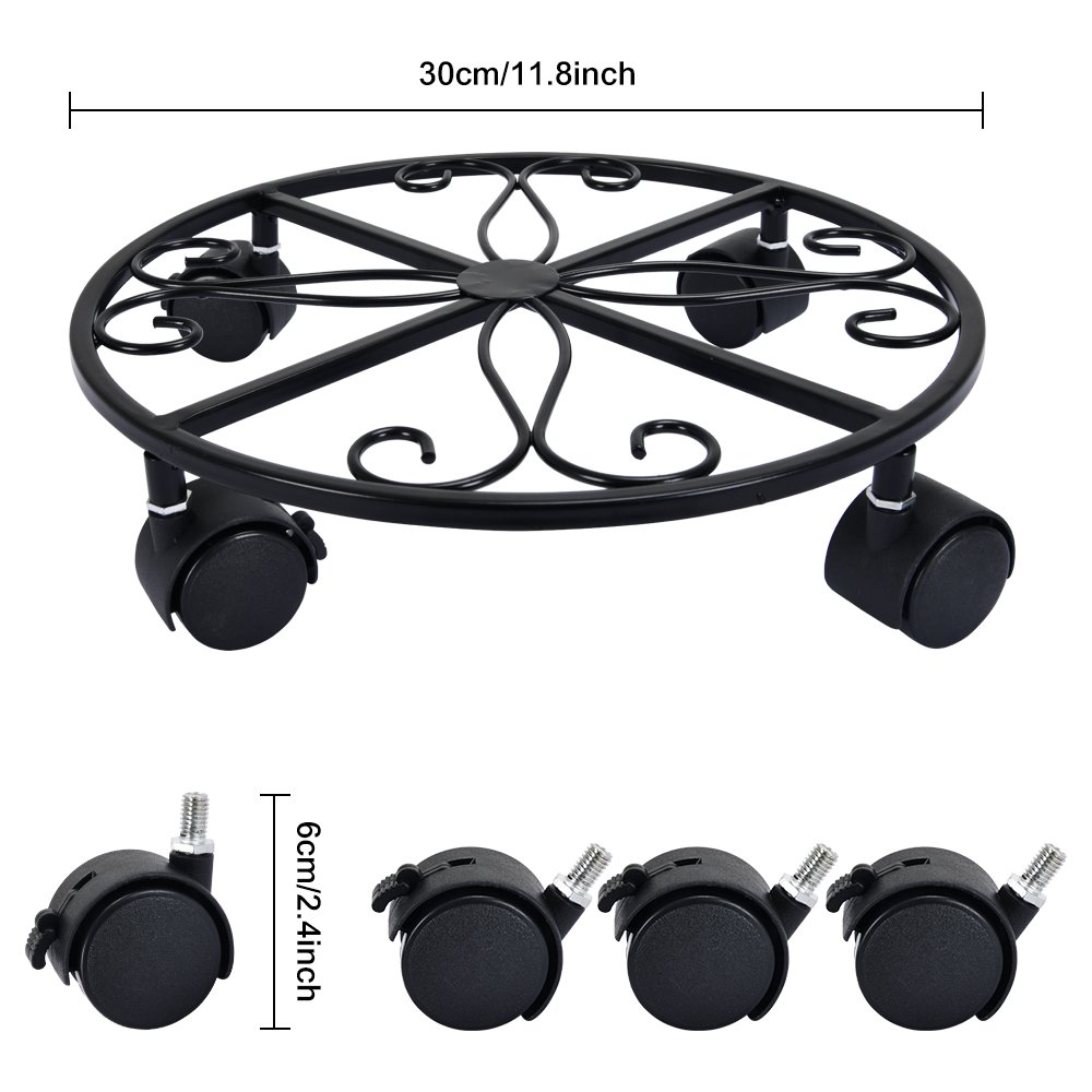Vertak dia.30cm modern iron plant holder stand 40mm metal rolling large plant pot caddy plant dolly