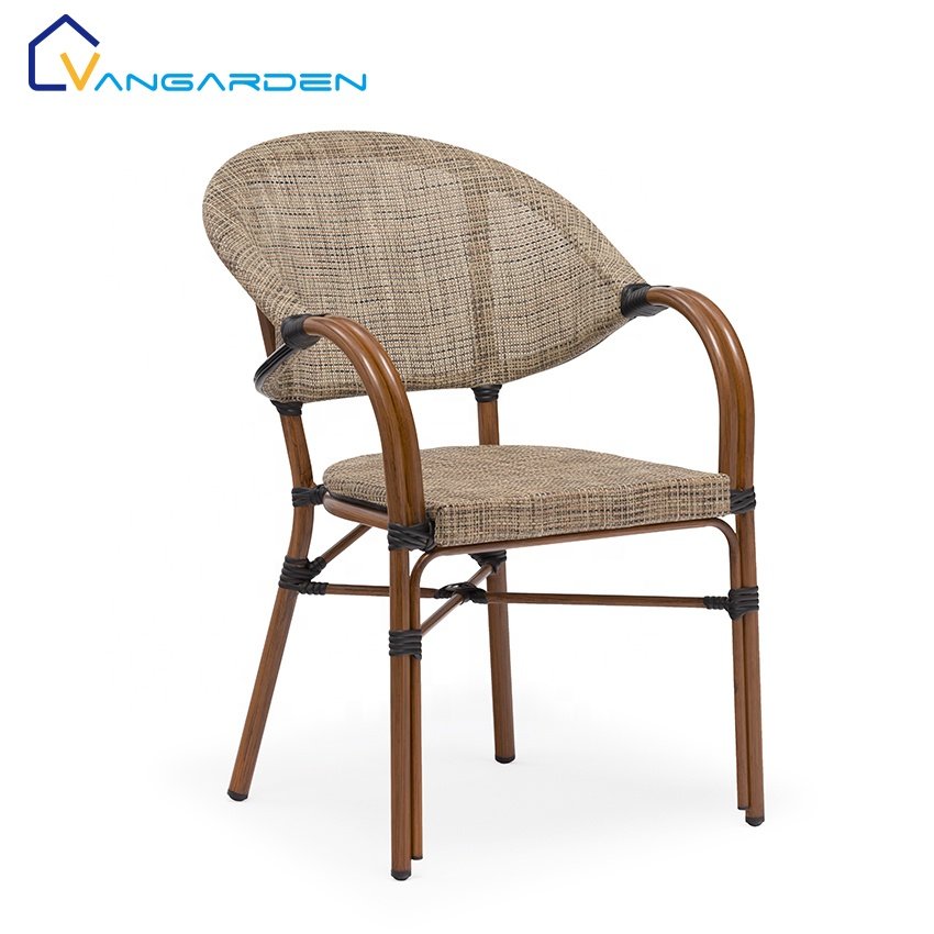 Bamboo Powder Coated Bistro Outdoor Garden Furniture Iron Dining Table and Chair Set for Backyard