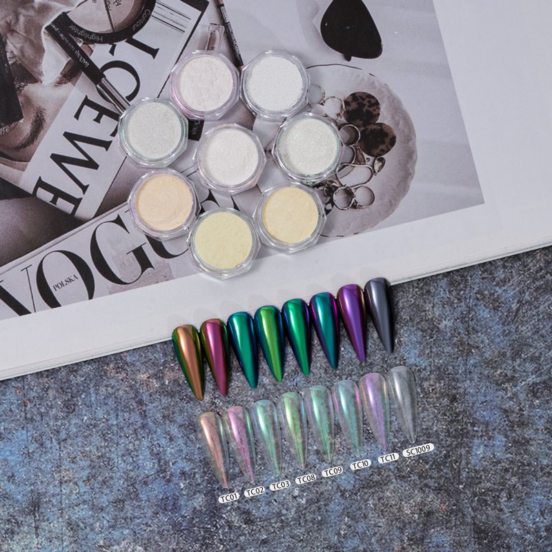 2023 Fashion 8 Colors 0.2g Chrome Nail Powder Magic Mirror Powder Unicorn Chrome Pigments