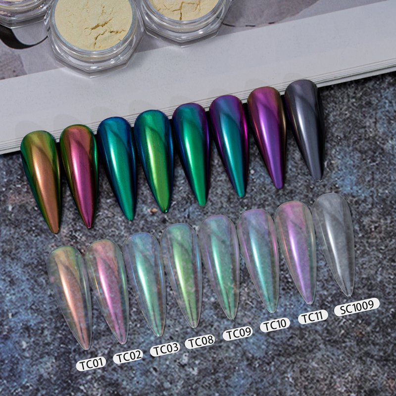 2023 Fashion 8 Colors 0.2g Chrome Nail Powder Magic Mirror Powder Unicorn Chrome Pigments