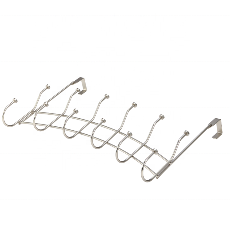 Over the Door Hook Rack Hanger With 9 Hooks For Coats Satin Nickel Iron Metal Hanger