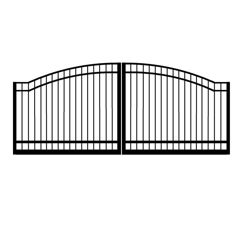 24 foot wide entry black metal wrought iron steel dual automatic sliding swing simple driveway gate design