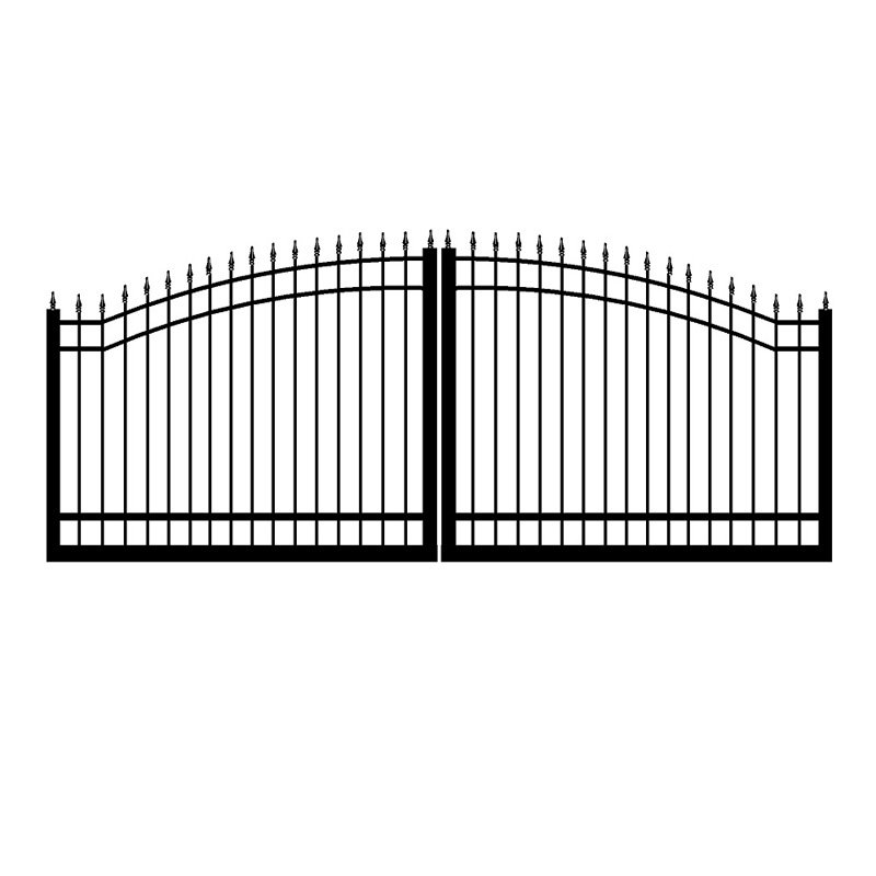 24 foot wide entry black metal wrought iron steel dual automatic sliding swing simple driveway gate design