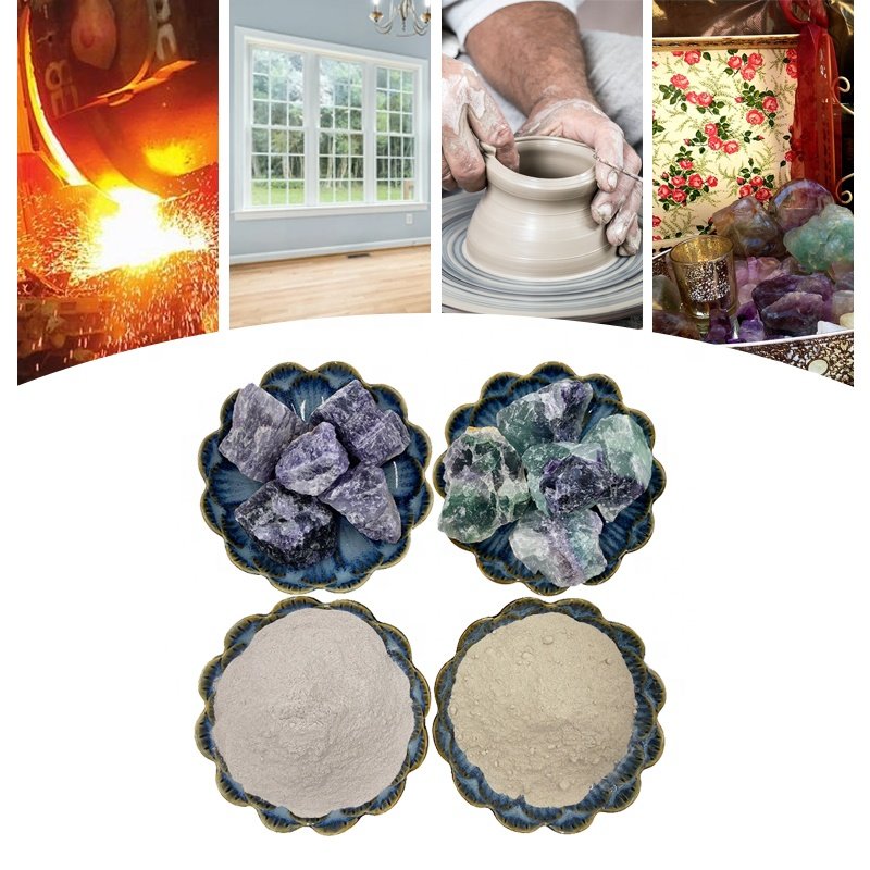 Fluorite powder manufacturers supply fluorite raw stone enamel glaze hot iron and steel smelting
