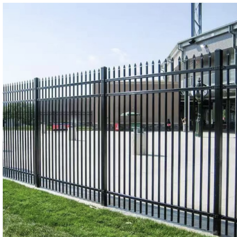 Heavy duty best price black iron anti-rust fence cast iron fence grill design square tube ornamental steel picket fence for sale
