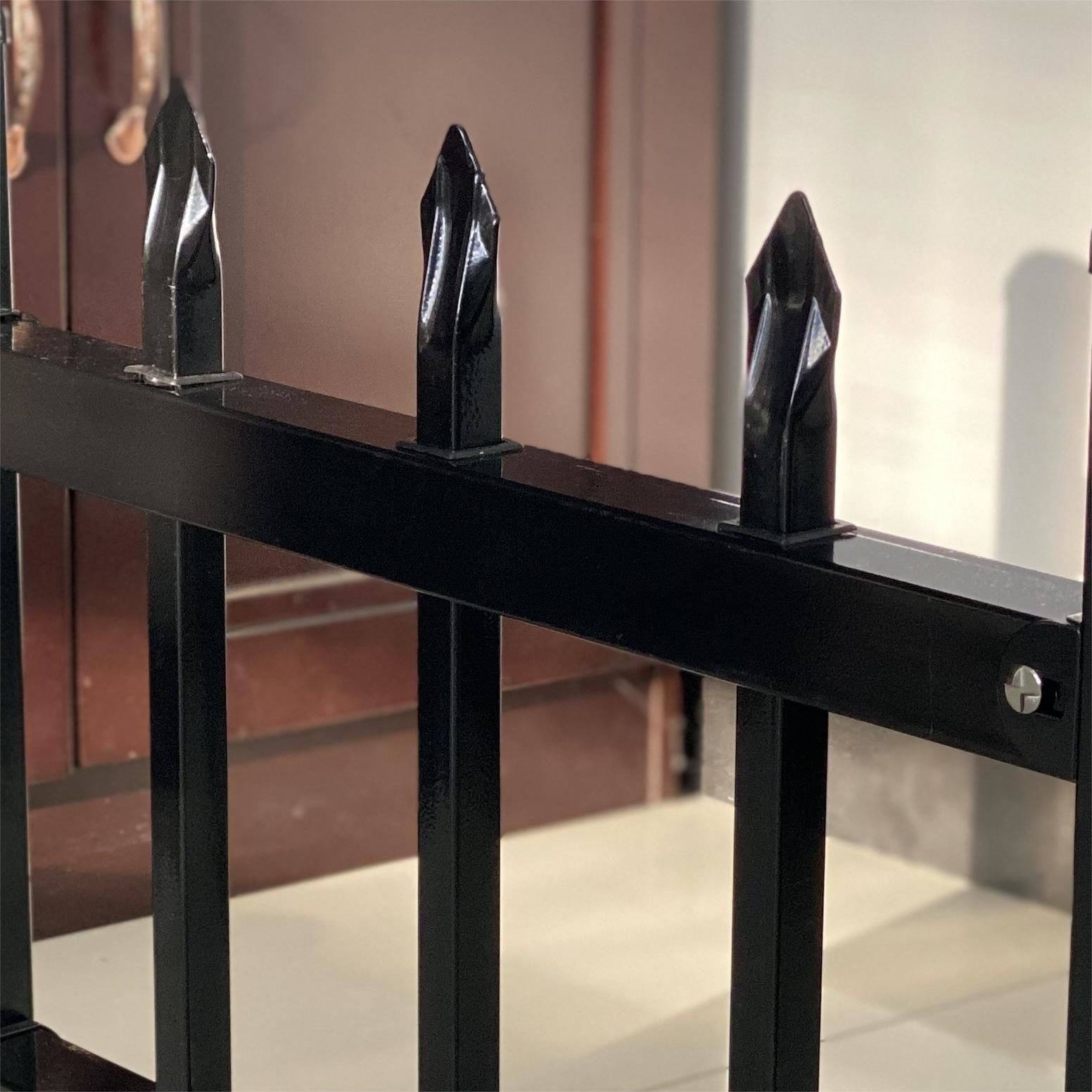 Heavy duty best price black iron anti-rust fence cast iron fence grill design square tube ornamental steel picket fence for sale