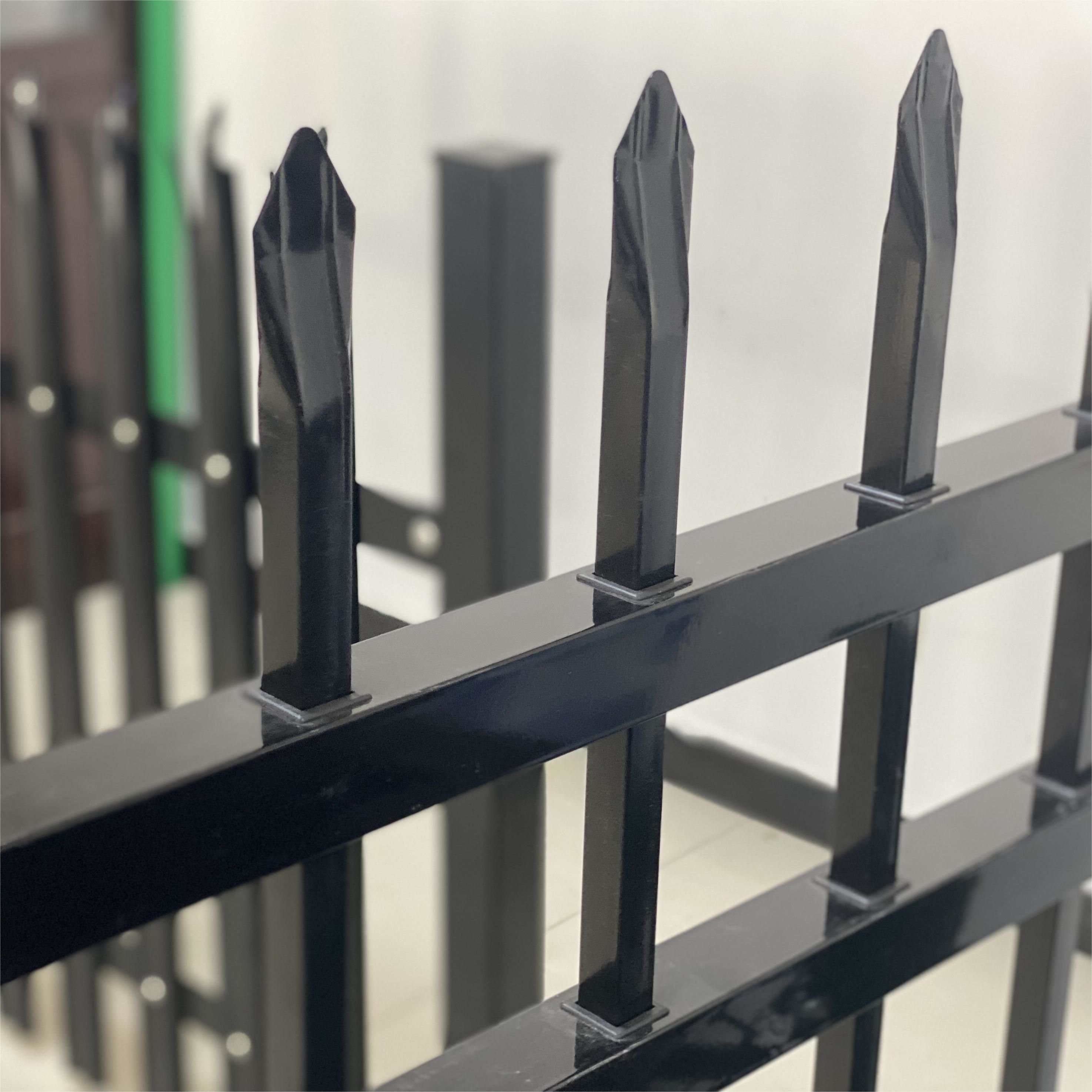 Heavy duty best price black iron anti-rust fence cast iron fence grill design square tube ornamental steel picket fence for sale