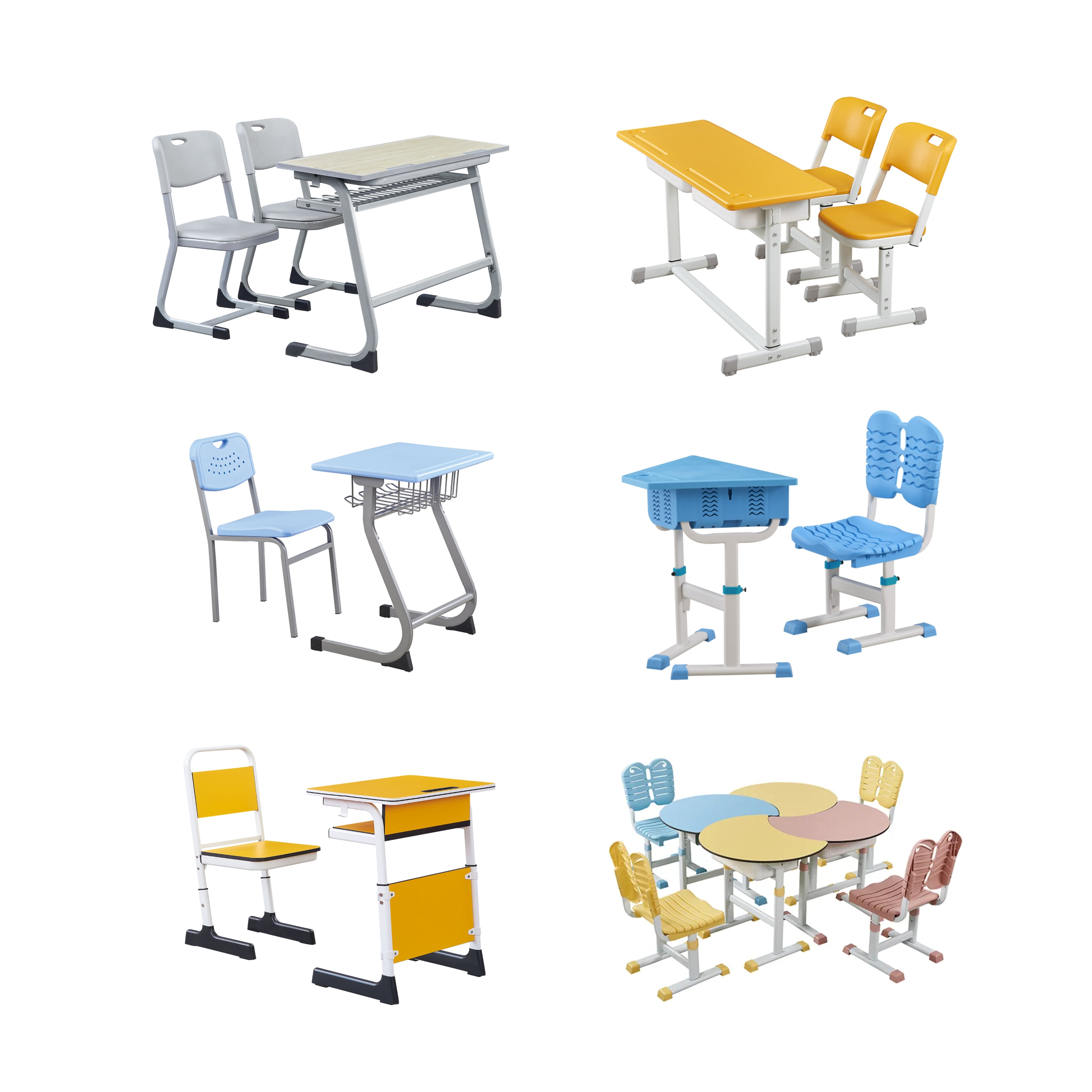 Height Adjustable school furniture student desk and chair set college classroom middle high school furniture