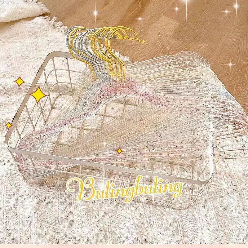 Transparent Coat Hangers Non-Slip Space Saving Suit Hangers Glitter Acrylic Gold Powder Pearl Hanger