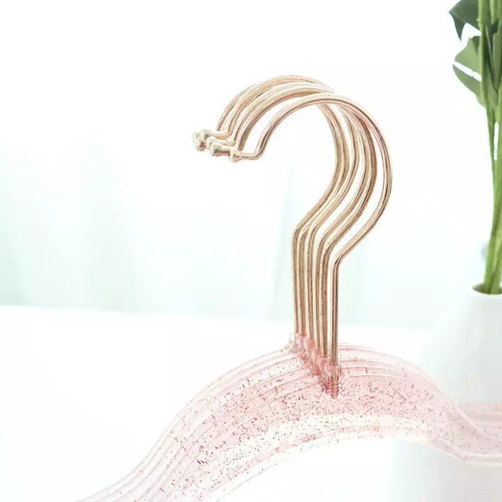 Transparent Coat Hangers Non-Slip Space Saving Suit Hangers Glitter Acrylic Gold Powder Pearl Hanger