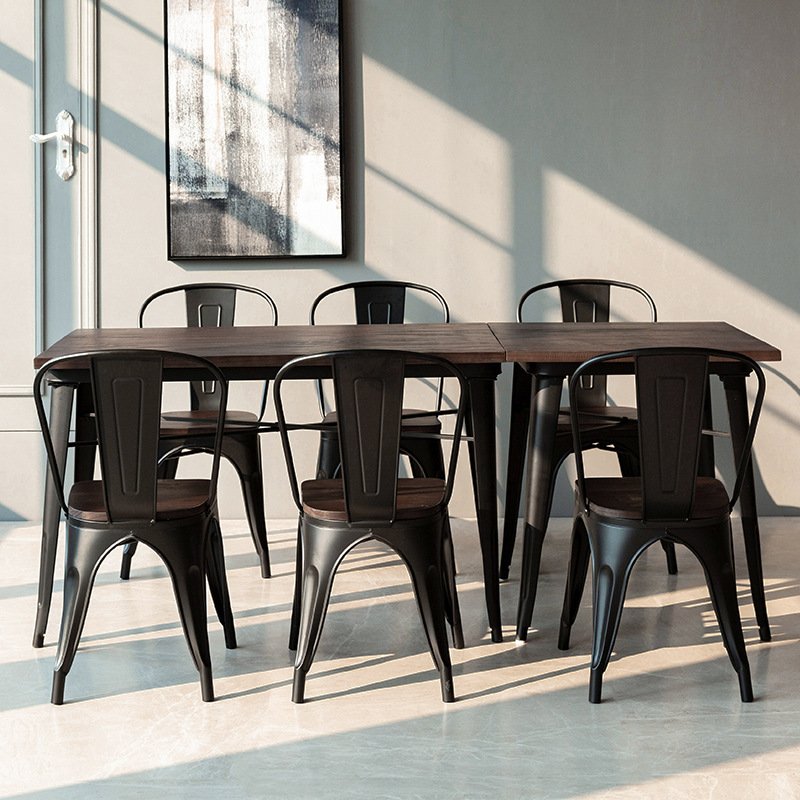 outdoor stackable iron dining chair and table sillas para restaurante square coffee shop metal tolix chairs for restaurant