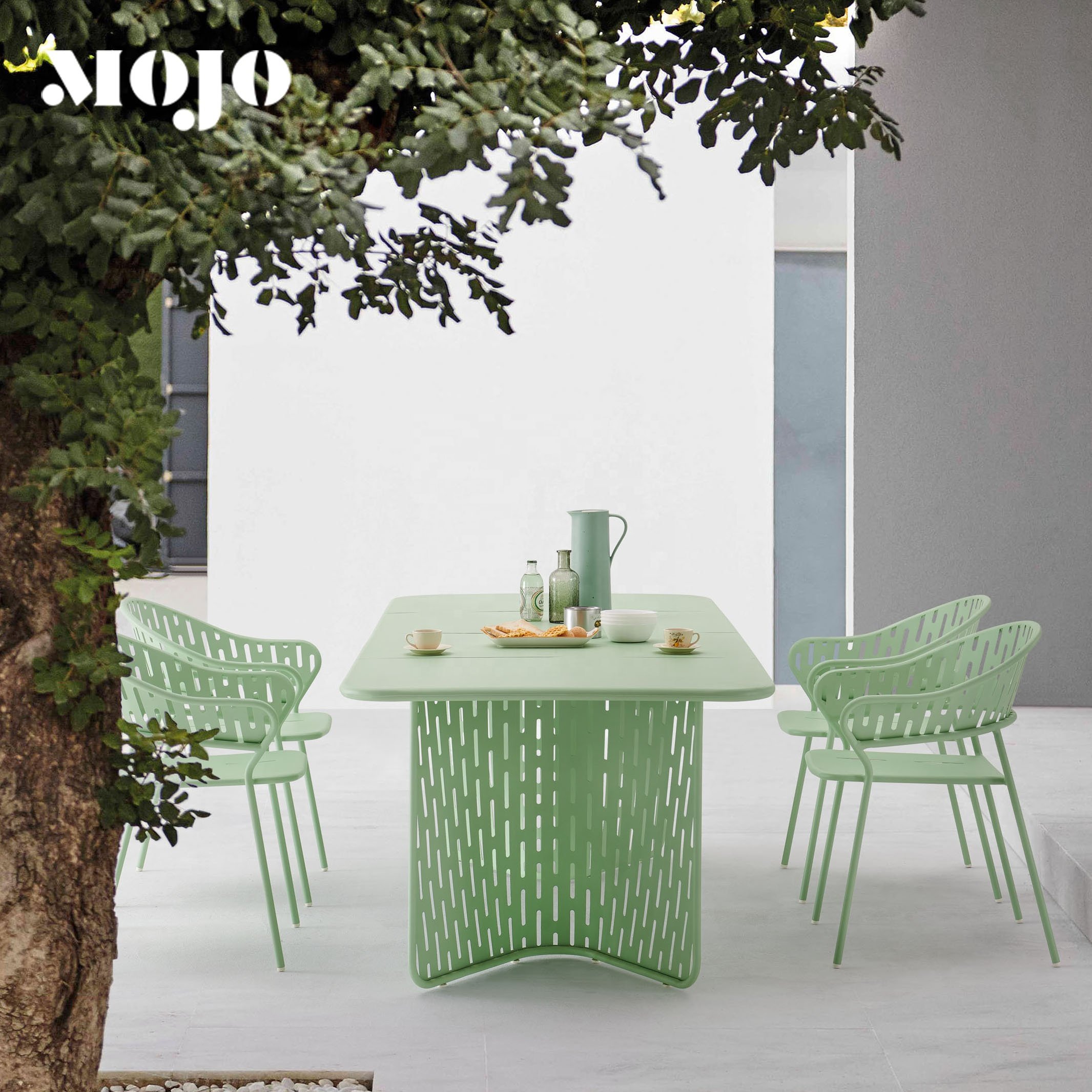 Modern metal Dining Set Patio Outdoor iron dinning with 6 chairs dining table Furniture garden table and chairs set
