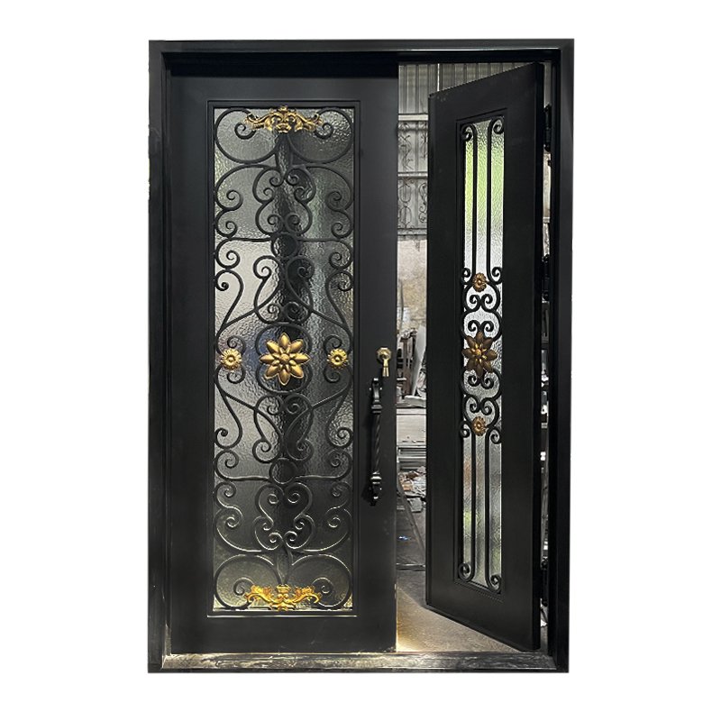 Luxury Design Wrought Iron Exterior Door Front Entry Iron Door Entrance Wrought Iron One And Half Door