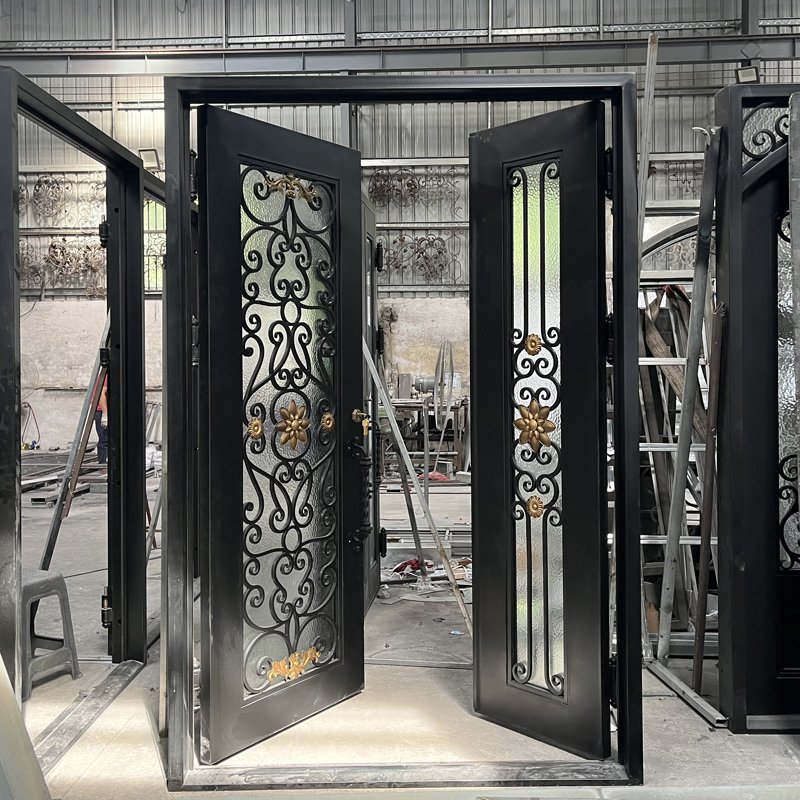 Luxury Design Wrought Iron Exterior Door Front Entry Iron Door Entrance Wrought Iron One And Half Door