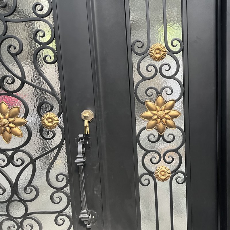 Luxury Design Wrought Iron Exterior Door Front Entry Iron Door Entrance Wrought Iron One And Half Door