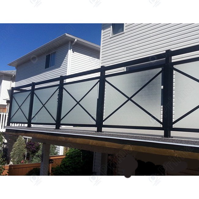 PRIMA Factory Supplying Iron Pipe Railing post Glass Railing Balcony Table Outdoor Aluminum glass Railing