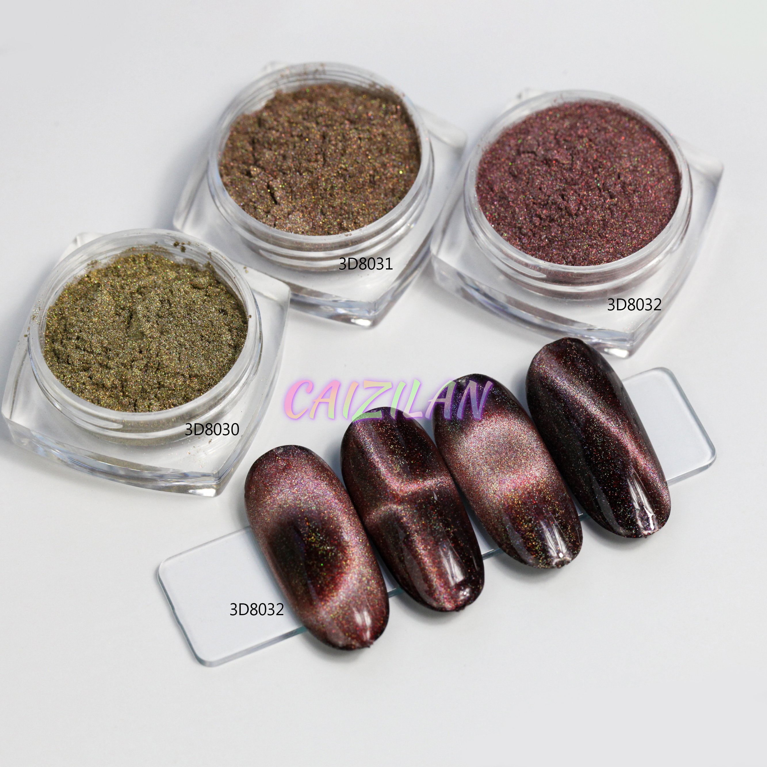 Caizilan Color Shift Cat Eye Pigment Magnetic Iron Nails Powder