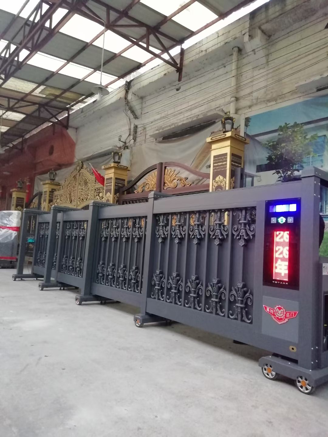 8ft tall wrought iron gates with main remote control single side sliding door aluminum