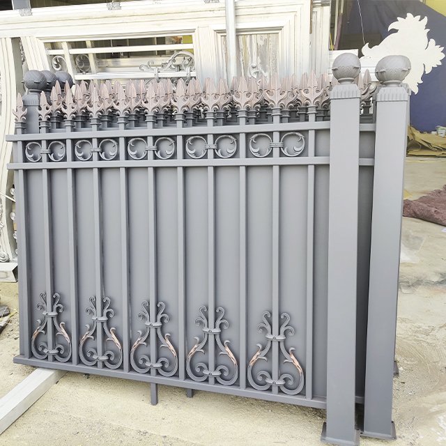 New Design Customized Size Panel Picket Ornamental Fence Aluminum Metal Modern Flooring Aluminium Alloy Villa Cheap Fence