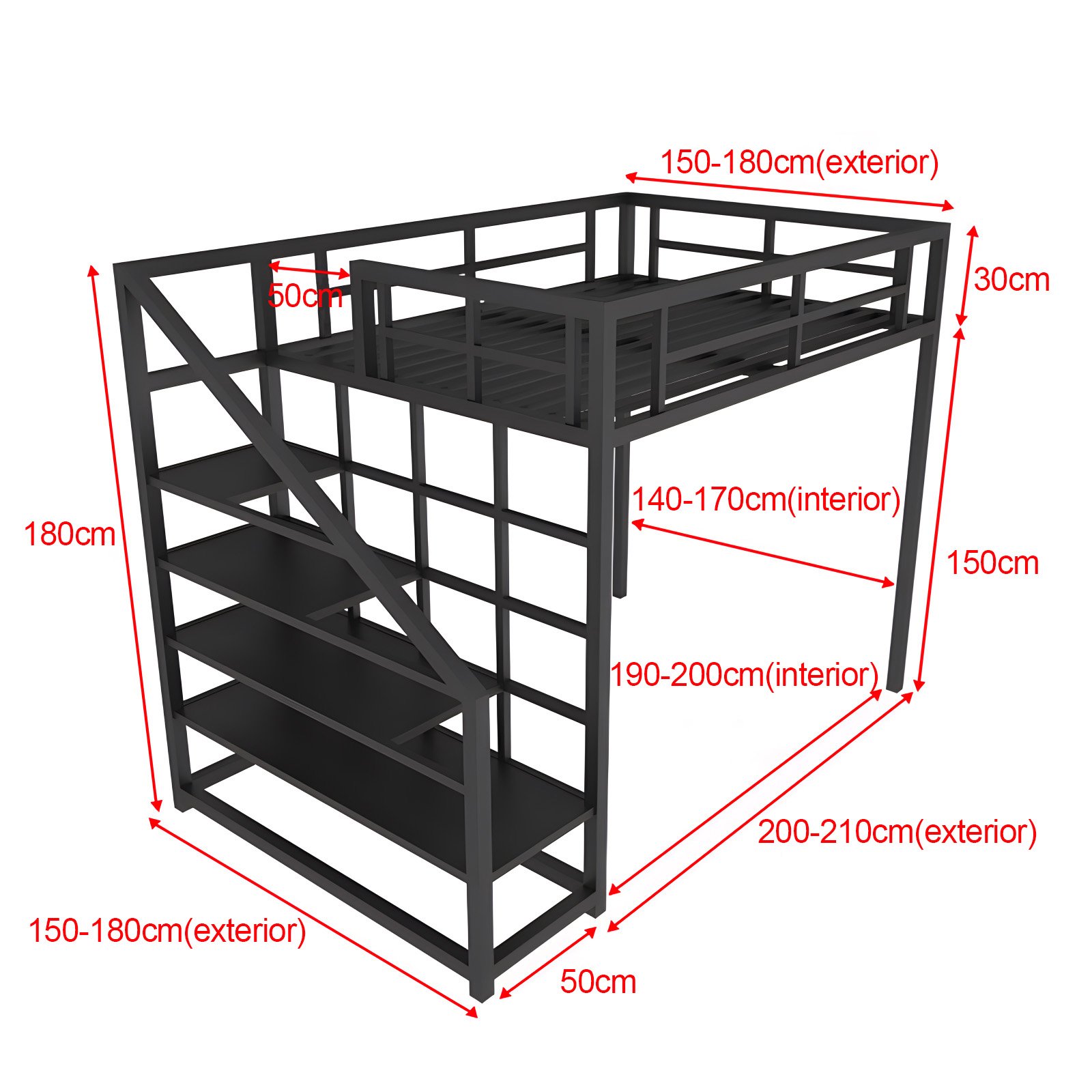Factory Cheap Price Queen King Size Dormitory Loft Bunk Bed Dormitory hotel home bedroom Metal attic bed Adult Child bunk bed
