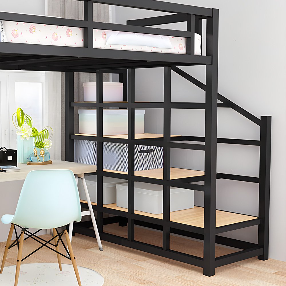 Factory Cheap Price Queen King Size Dormitory Loft Bunk Bed Dormitory hotel home bedroom Metal attic bed Adult Child bunk bed