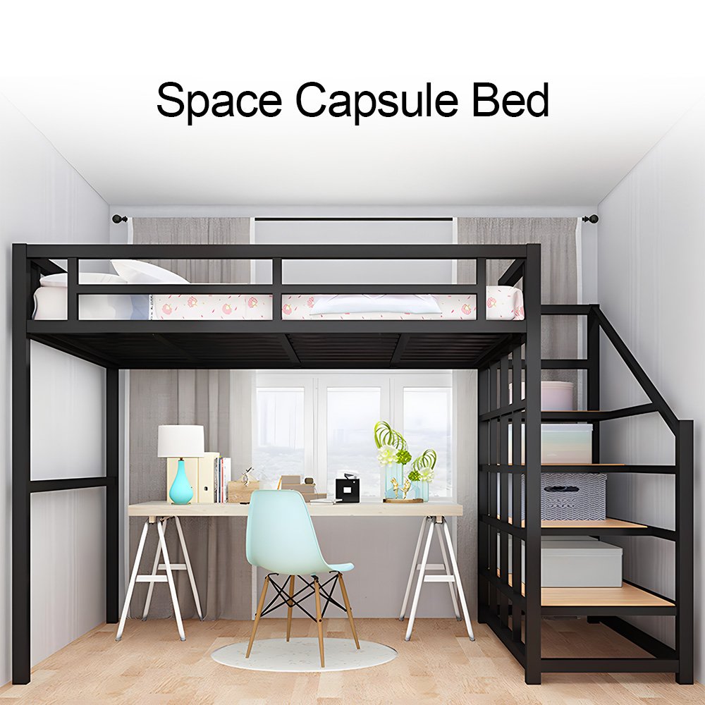 Factory Cheap Price Queen King Size Dormitory Loft Bunk Bed Dormitory hotel home bedroom Metal attic bed Adult Child bunk bed