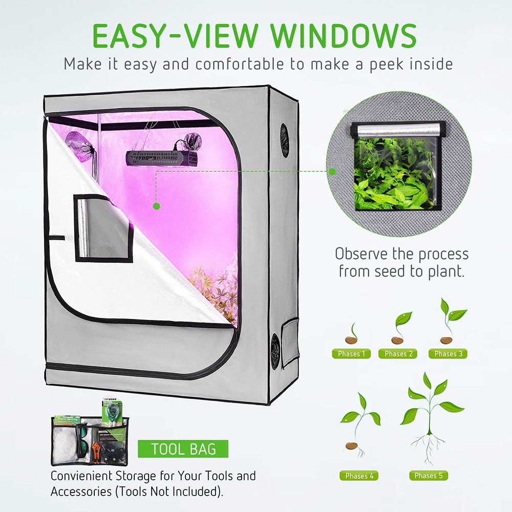 Custom Hydroponic 50x50 60x120 100x100 300 x 400 600x300 Grow Tent 1680d 2000d Fabric