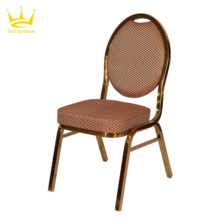 Gold Furniture Hall Tiffany Hotel Chair Banquet Chair Factory Price Party Fabrics Stackable Wedding for Events Banquet Metal