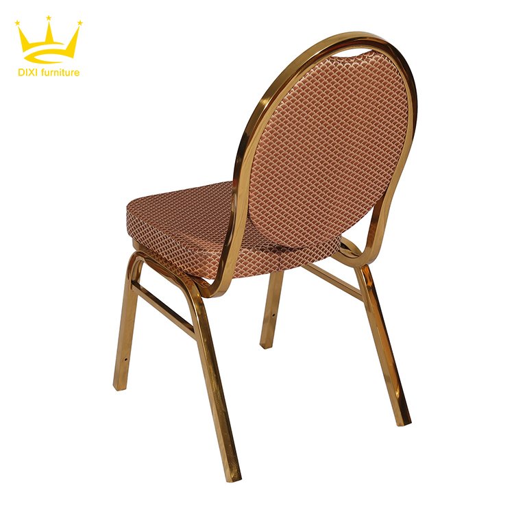 Gold Furniture Hall Tiffany Hotel Chair Banquet Chair Factory Price Party Fabrics Stackable Wedding for Events Banquet Metal