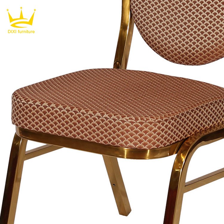 Gold Furniture Hall Tiffany Hotel Chair Banquet Chair Factory Price Party Fabrics Stackable Wedding for Events Banquet Metal