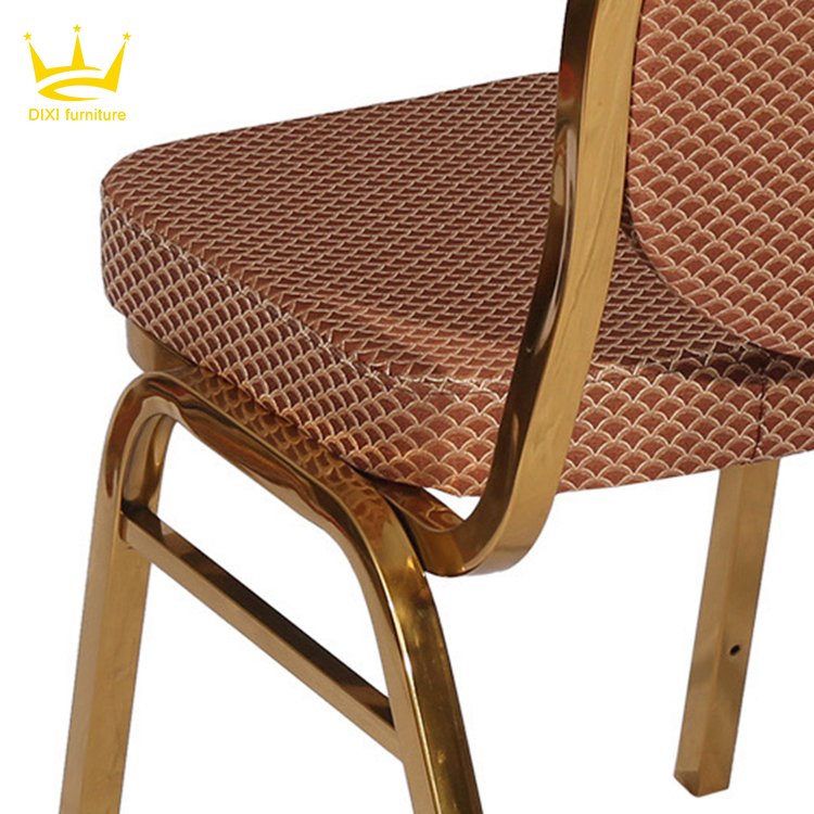 Gold Furniture Hall Tiffany Hotel Chair Banquet Chair Factory Price Party Fabrics Stackable Wedding for Events Banquet Metal