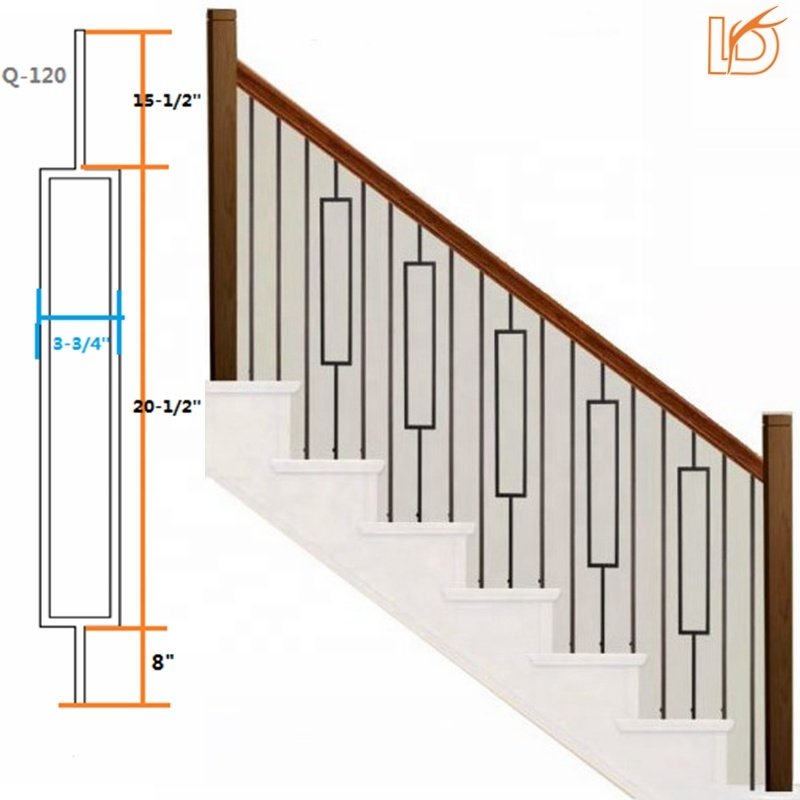 LD Metal Modern Wrought Iron Staircase Spindles with Rectangle for Indoor Decoration (Q-120)