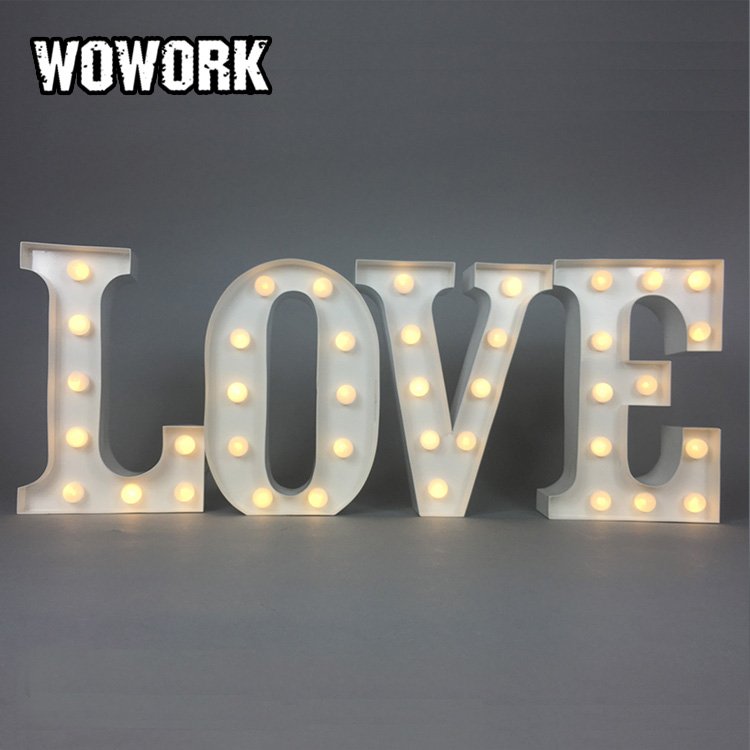 2024 WOWORK little letter lights love lighted letter for home metal crafts 3D led light up lamp
