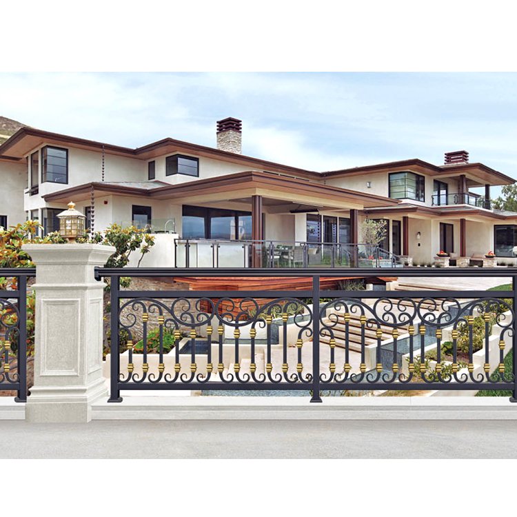 Top-selling Modern Wrought Iron Balcony Railing Designs Balustrades Handrails Stairs Railing Gold Stair Railing