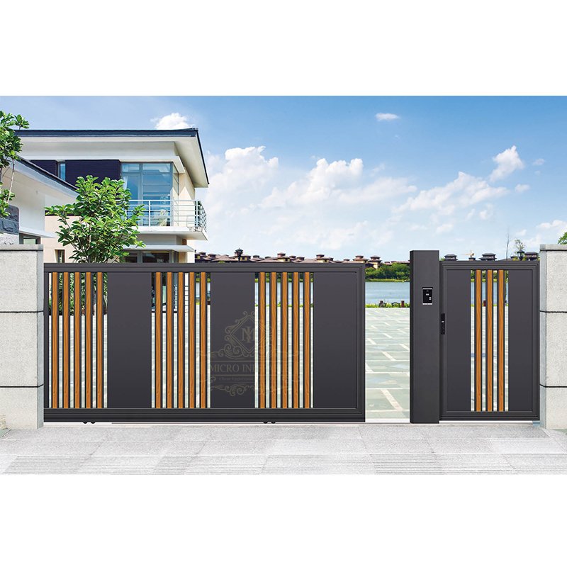 China High Quality Supplier Automatic House Front Swing Wrought Iron Steel Aluminum Metal Gate With Smart Lock System