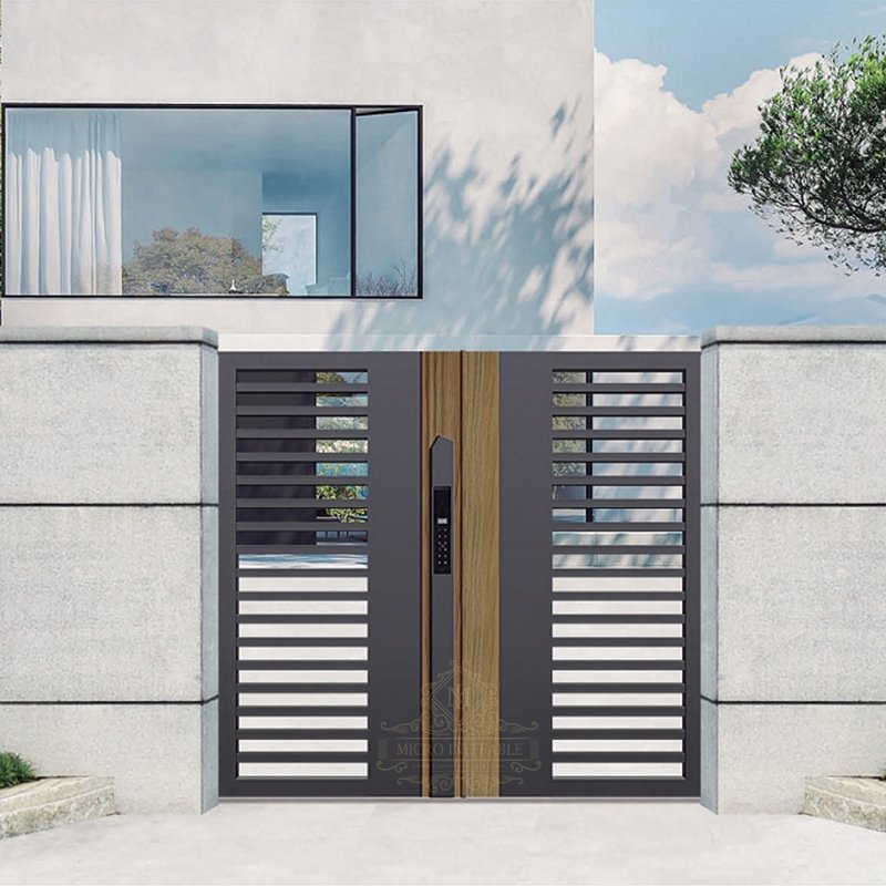 China High Quality Supplier Automatic House Front Swing Wrought Iron Steel Aluminum Metal Gate With Smart Lock System