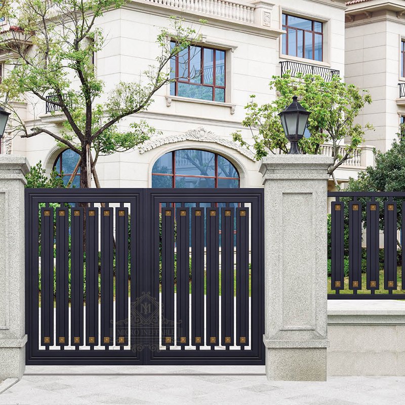 China High Quality Supplier Automatic House Front Swing Wrought Iron Steel Aluminum Metal Gate With Smart Lock System