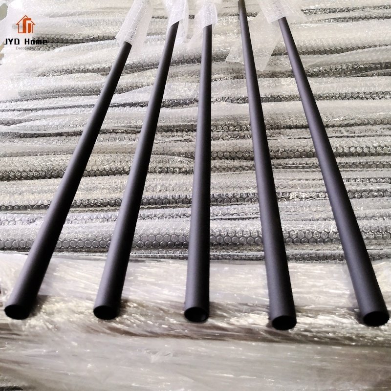 Popular Decorative 5/8''*44'' Round Satin Black Powder Coated Plain Straight Wrought Iron Balusters Metal Stair Spindles