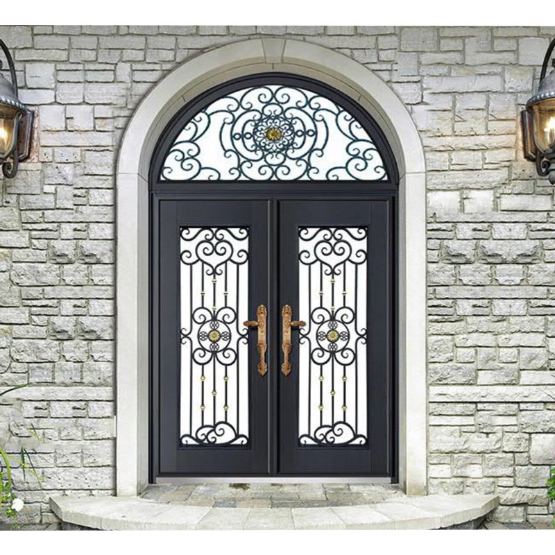 Bowdeu Factory exterior front doors metal wrought iron entry french door glass australia art deco for home