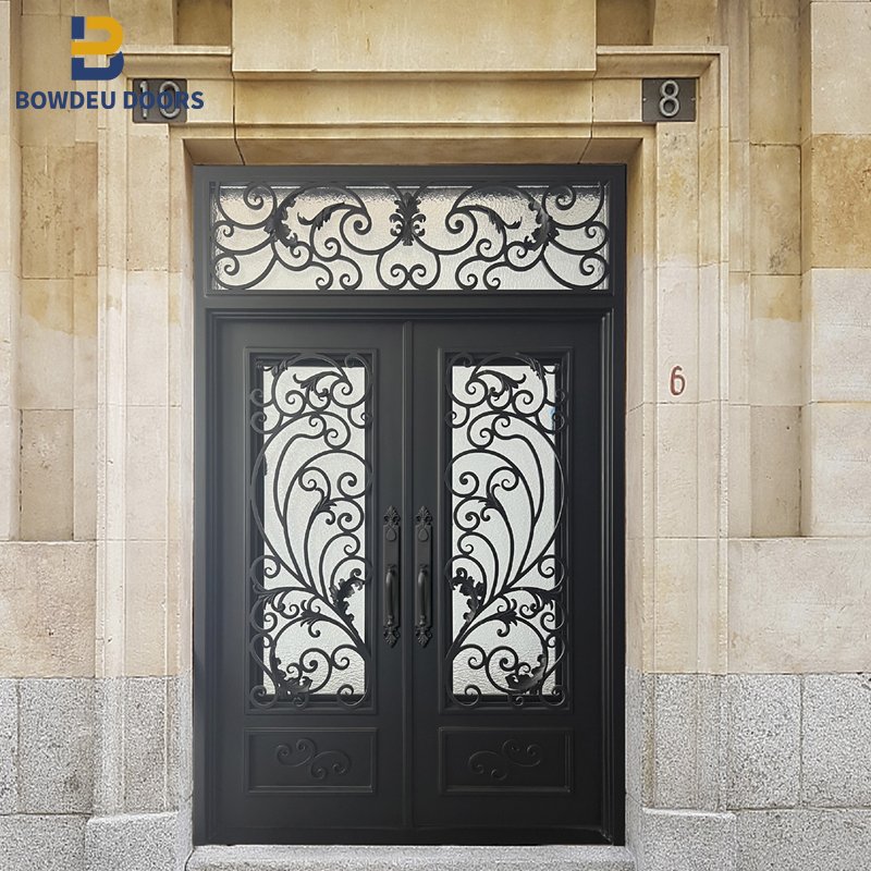 Bowdeu Factory exterior front doors metal wrought iron entry french door glass australia art deco for home